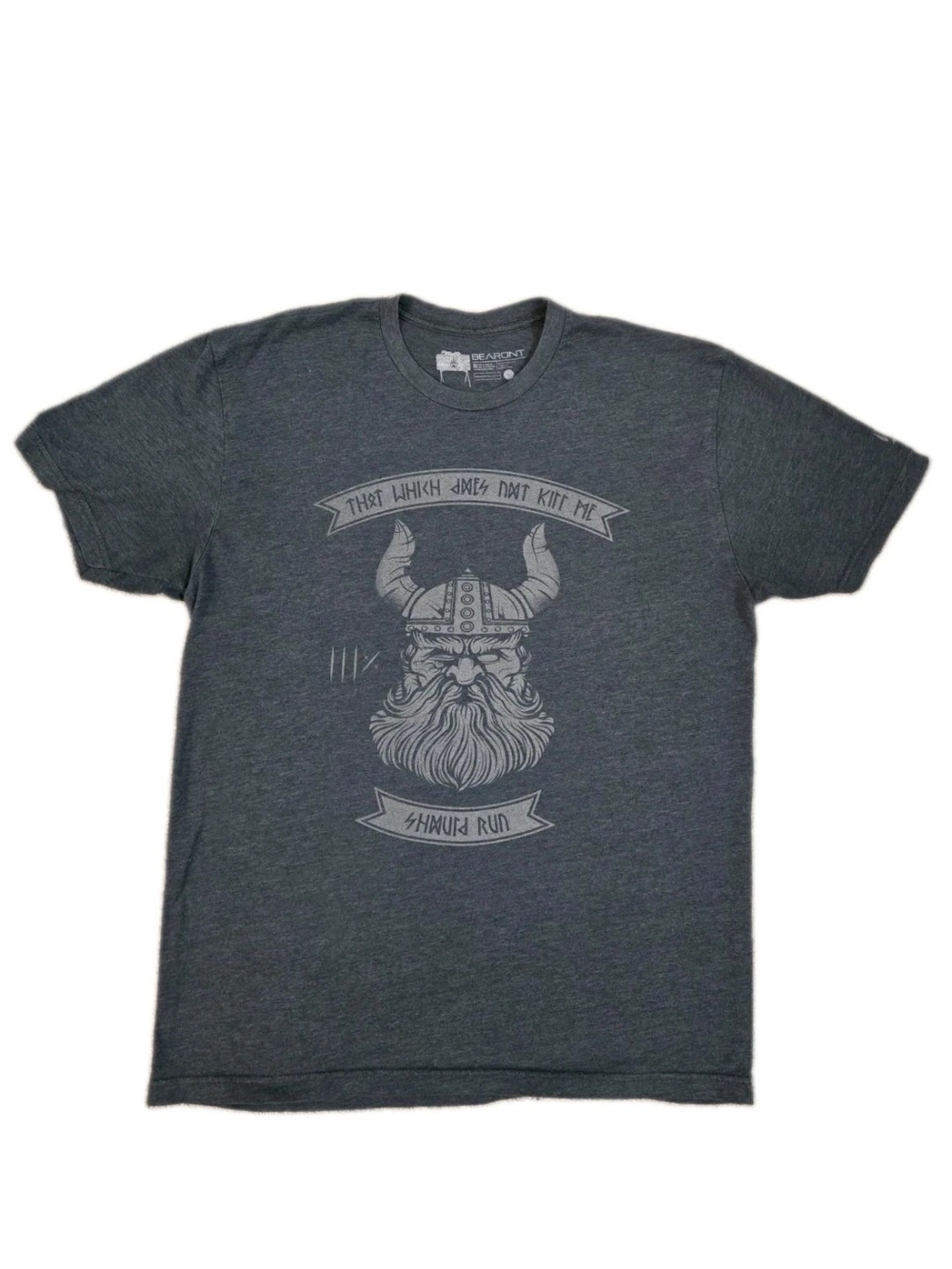 Bearont Mens Large Viking Graphic Tee Rare HTF Gray
